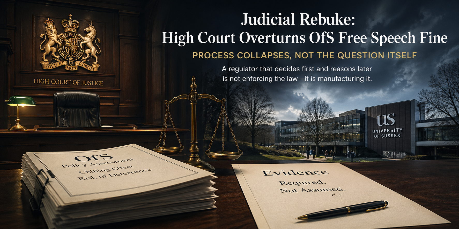 Judicial Rebuke: High Court Overturns OfS Free Speech Fine — Process Collapses, Not the Question Itself