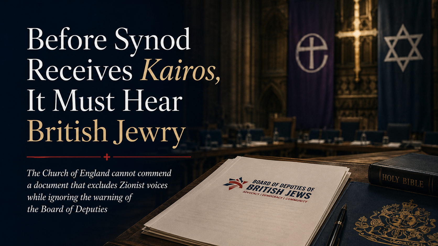 Before Synod Receives Kairos, It Must Hear British Jewry